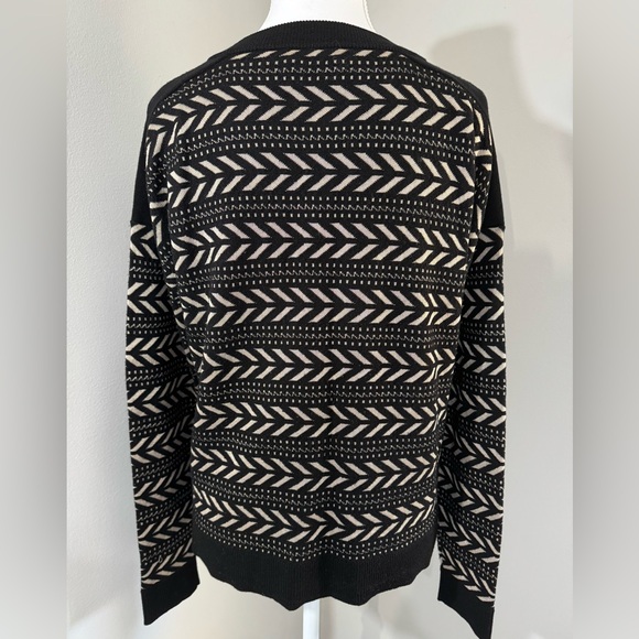 Pendleton Vintage Style Merino Wool Blend Cardigan Black Cream Geometric Medium - Picture 3 of 5